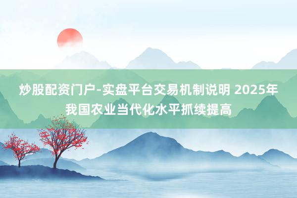 炒股配资门户-实盘平台交易机制说明 2025年我国农业当代化水平抓续提高